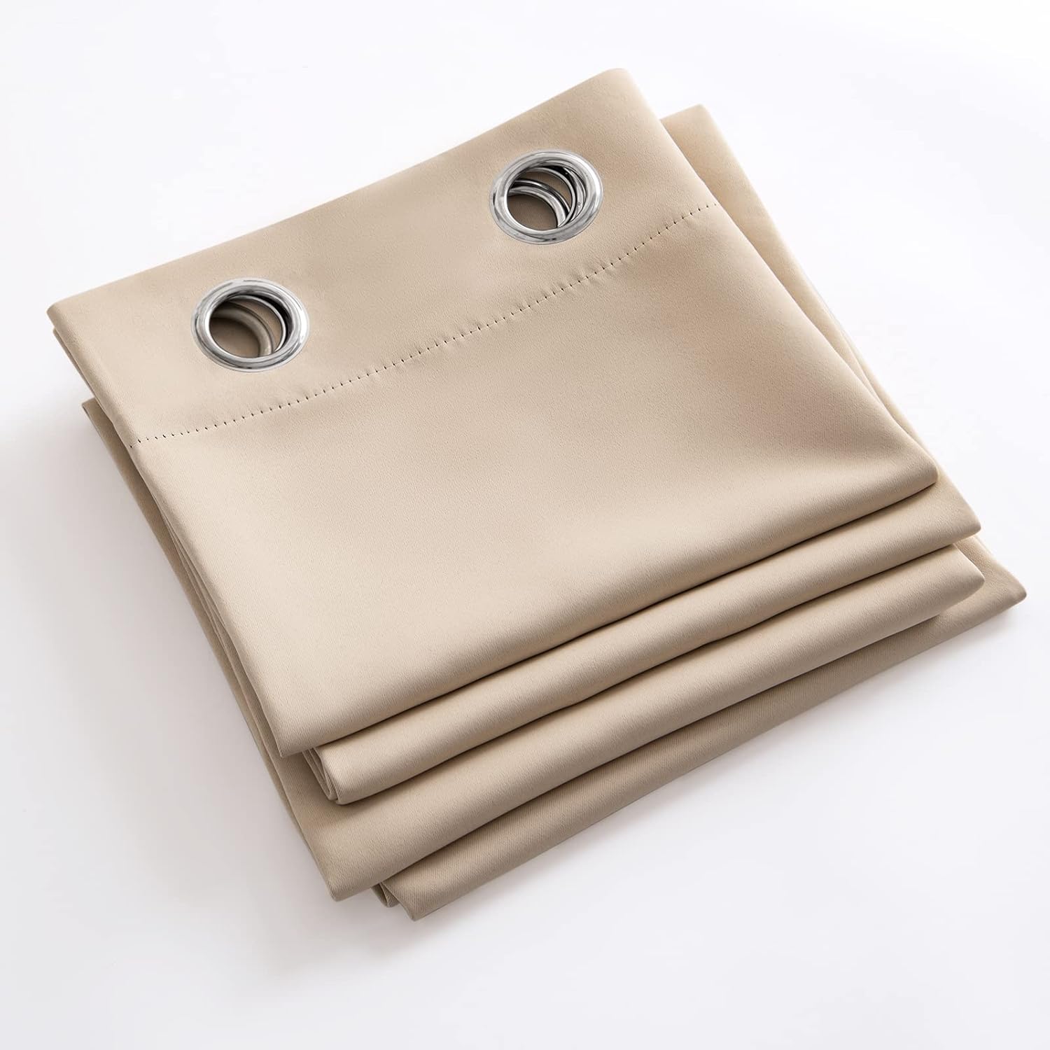 Detalle 2 de MIULEE Verdunklungsvorhänge Dunkelbeige – blickdichte 2er-Set mit Ösen, 245 cm Länge