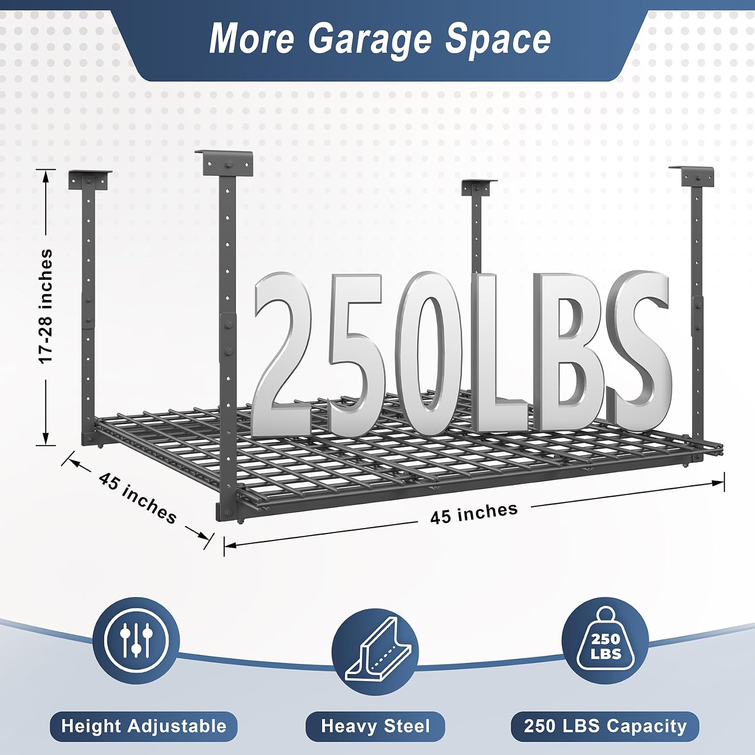 Thumbnail 3 de Jusgym CR01 Overhead Garage Storage Rack, 45 x 45-Inch, 250 lb Capacity