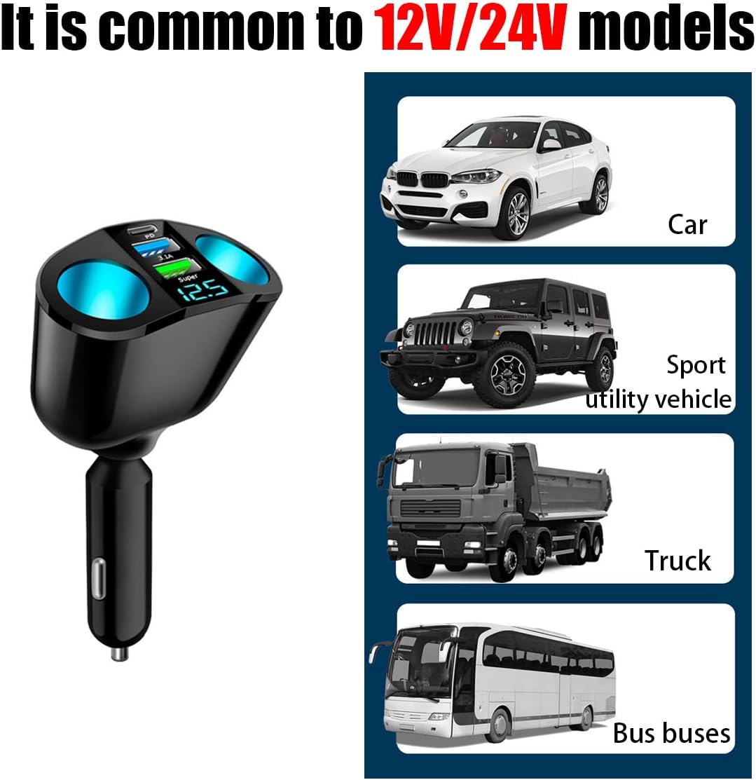 Thumbnail 5 de Car Cigarette Lighter Splitter 20W PD Fast Charger