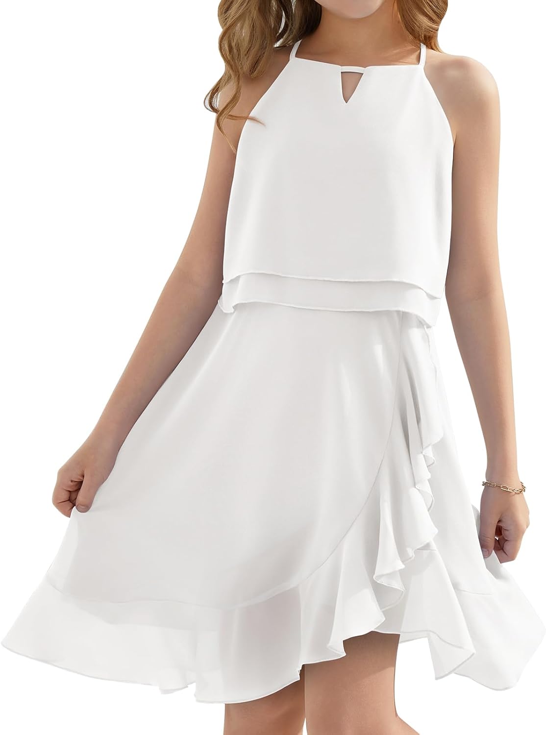Thumbnail 6 de Abito Estivo da Ragazza senza Maniche in Chiffon con Volant – Età 6–15 Anni