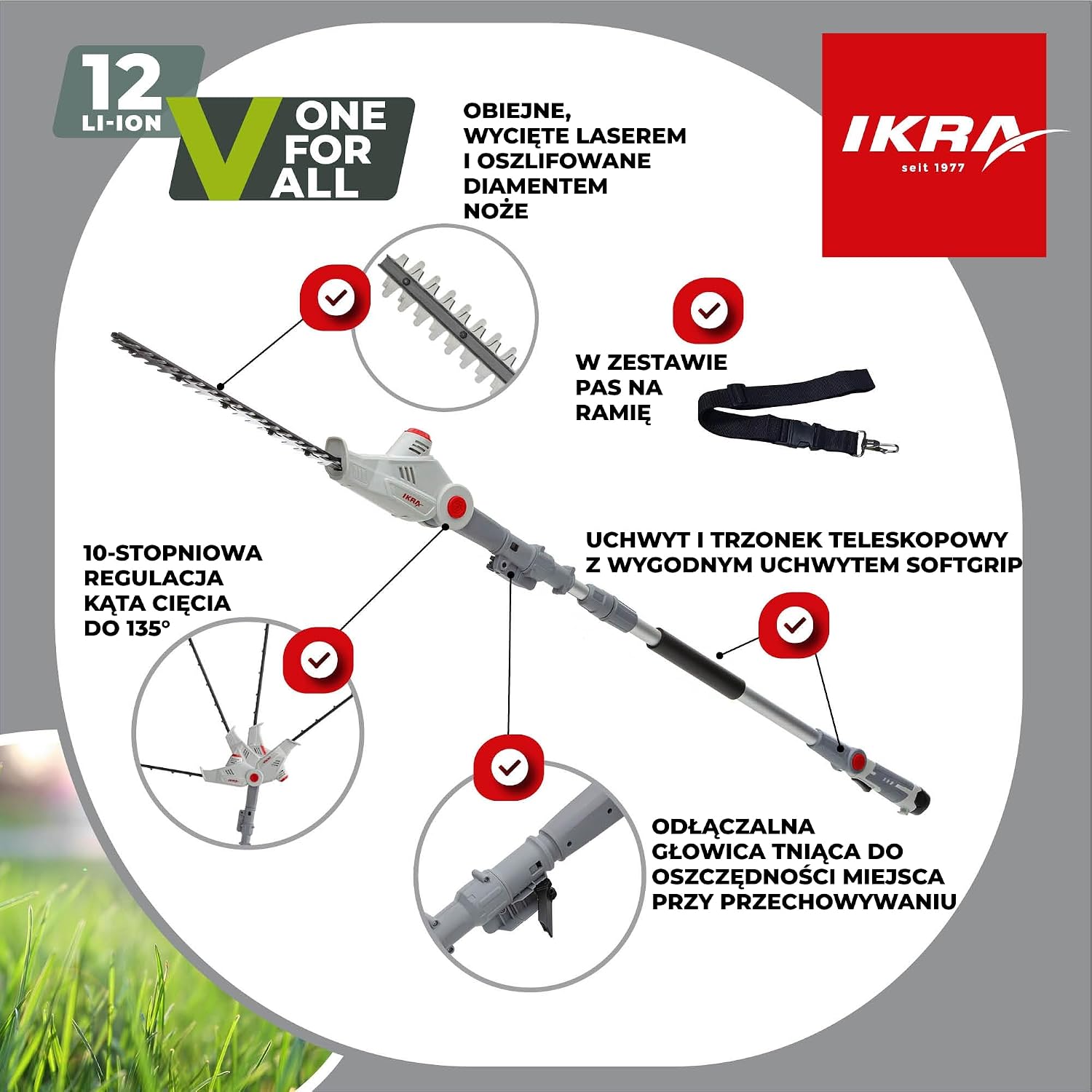 Thumbnail 5 de IKRA IATHS 1241 – akumulatorowe nożyce teleskopowe do żywopłotu 41 cm