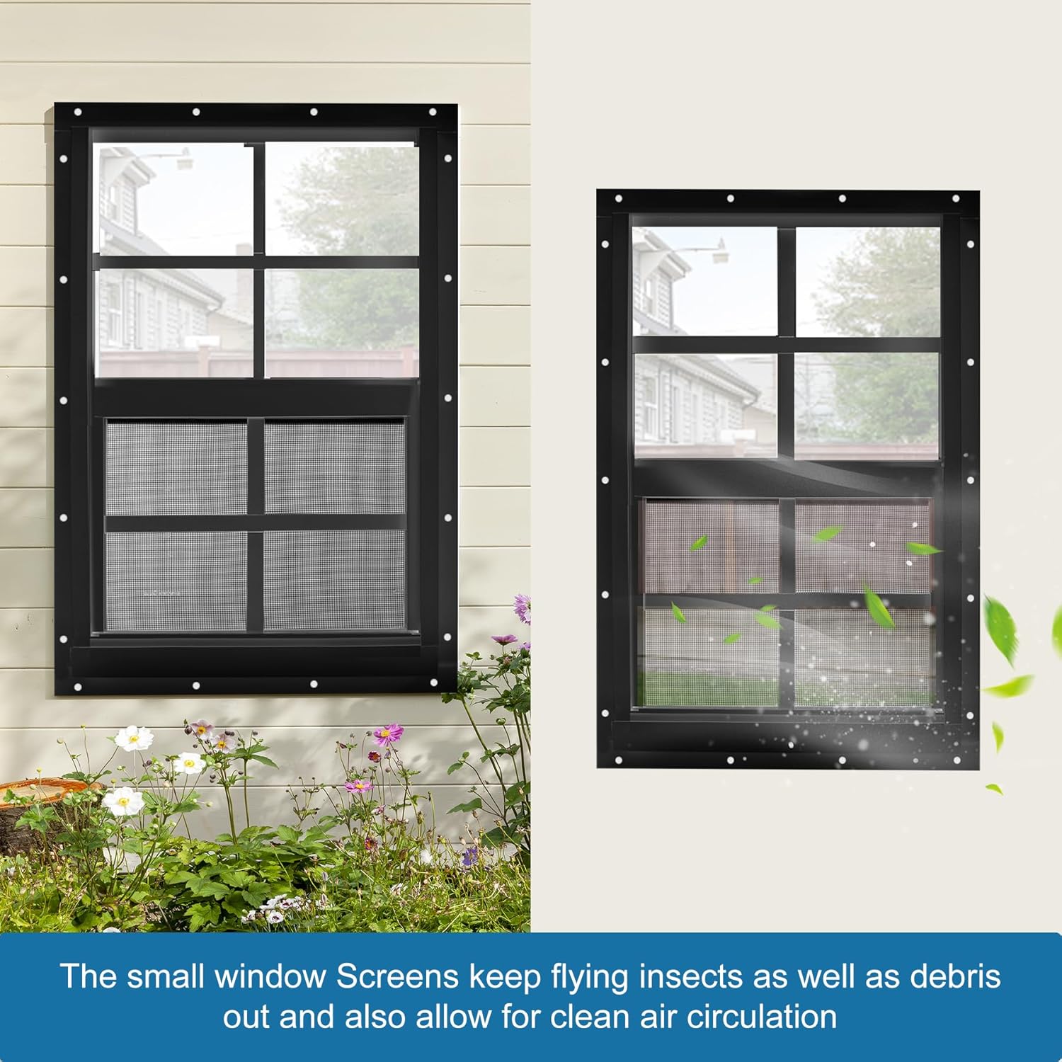 Thumbnail 5 de ktondic 2 Pack Shed Window 18"x27" Black Flush Mount — Durable Aluminum, Tempered Glass & Fiberglass Screen
