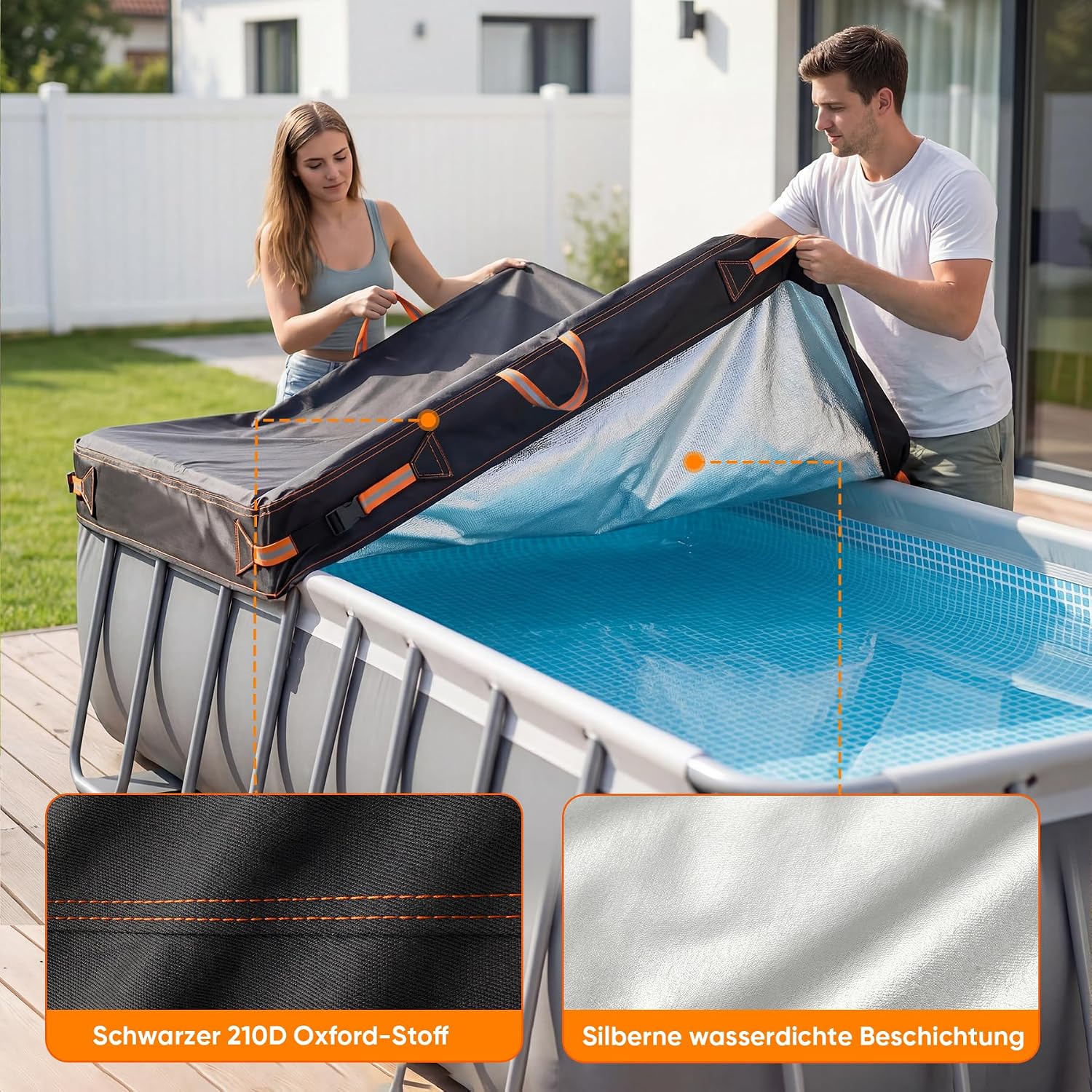 Thumbnail 3 de Poolabdeckung Rechteckig – Premium Sommer-Poolplane 274×549 cm (9×18 ft) aus 500D Oxford-Gewebe