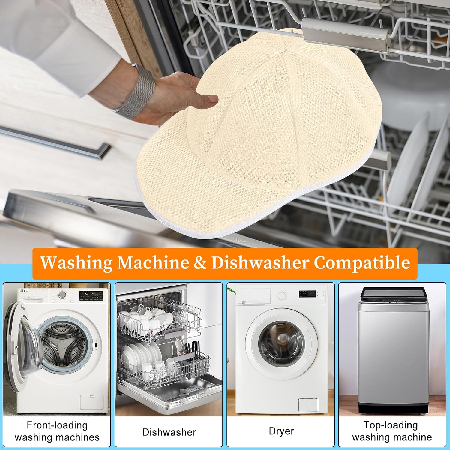 Detalle de Fododo Cap Waschmaschinen-Form Cap Washer – Beige, 2 Stück