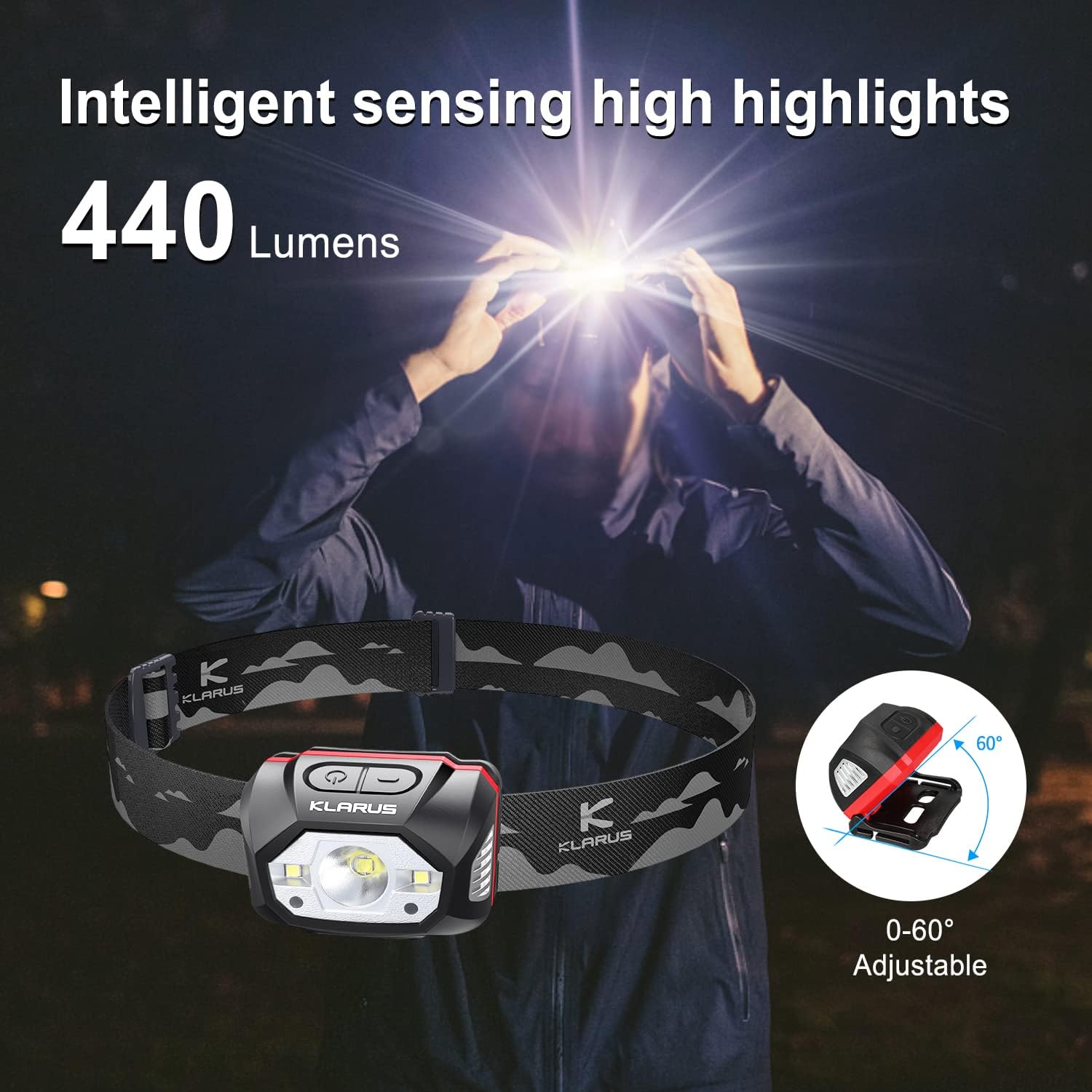 Thumbnail 6 de Klarus HM1 Stirnlampe mit 440 Lumen, wiederaufladbar und Gestensensor
