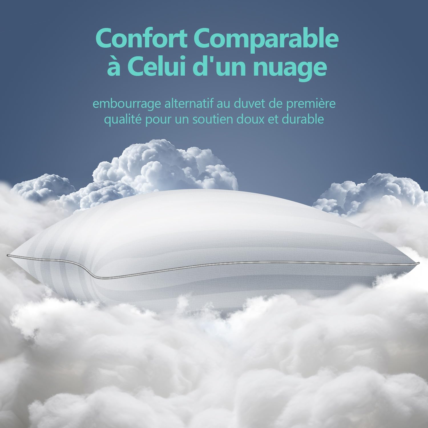 Thumbnail 5 de Lullabeau Oreiller 50x70 cm (lot de 2) : soutien moelleux lavable, pour dormir sur le côté, le dos ou le ventre