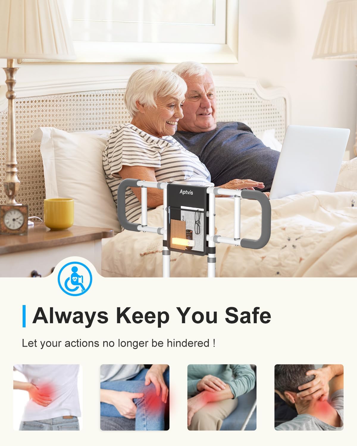Thumbnail 6 de Aptvis BE-BR021 Foldable Bed Rail for Seniors with Adjustable Height and Motion Light