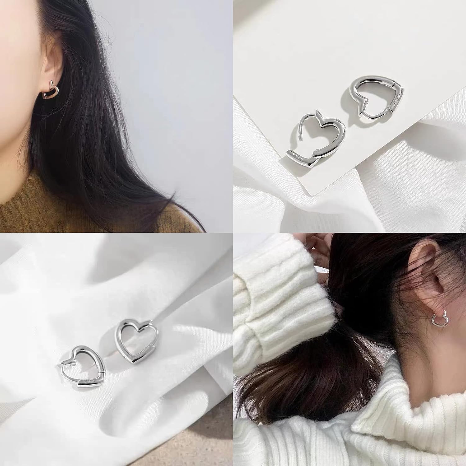 Thumbnail 5 de Orecchini Donna Argento 925 Anallergici – Set di 3 Coppie Cerchi 10/14 mm in placcatura oro bianco 14K