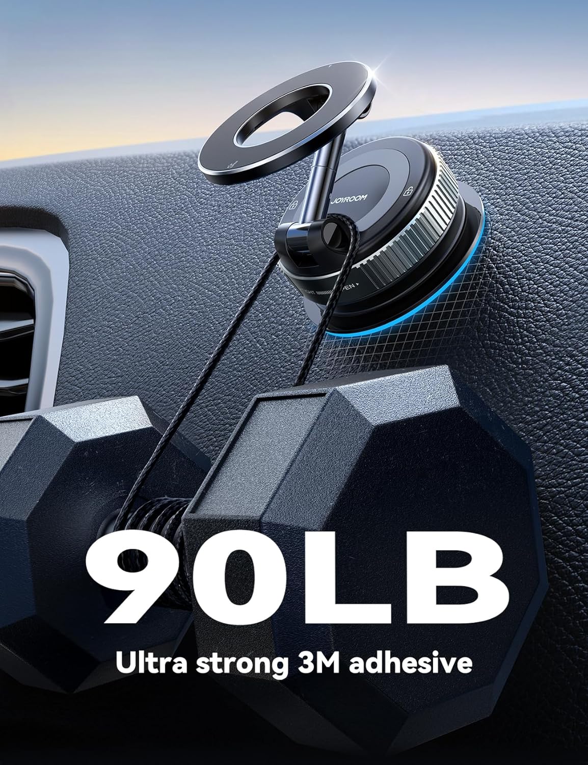 Detalle de JOYROOM MagSafe Suction Cup Car Mount with 360° Adjustable Arm
