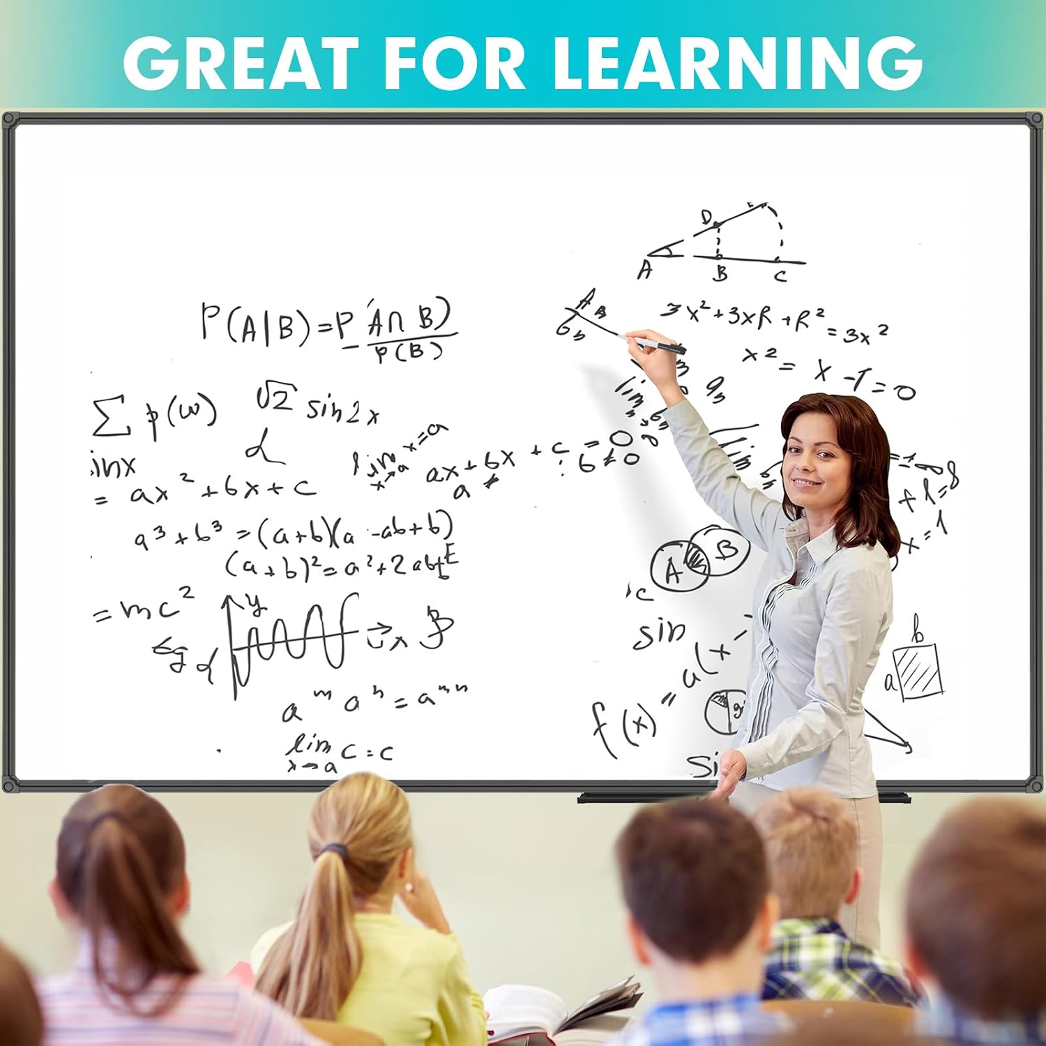 Detalle 1 de JILoffice 72 x 48 Inch Magnetic Whiteboard with Black Aluminum Frame