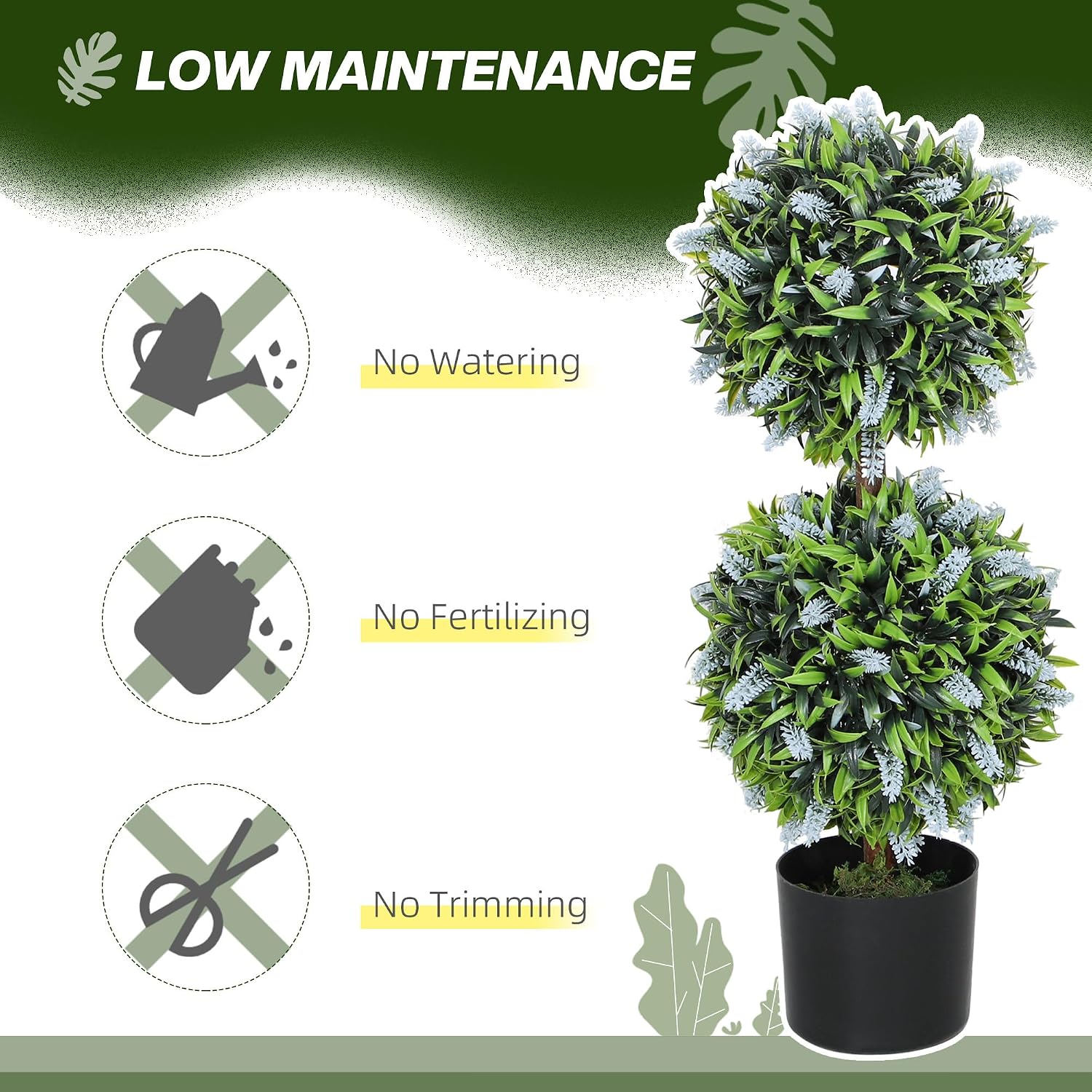 Thumbnail 4 de HOMCOM 830-797V00BU Artificial Lavender Ball Trees, Set of 2, 70cm