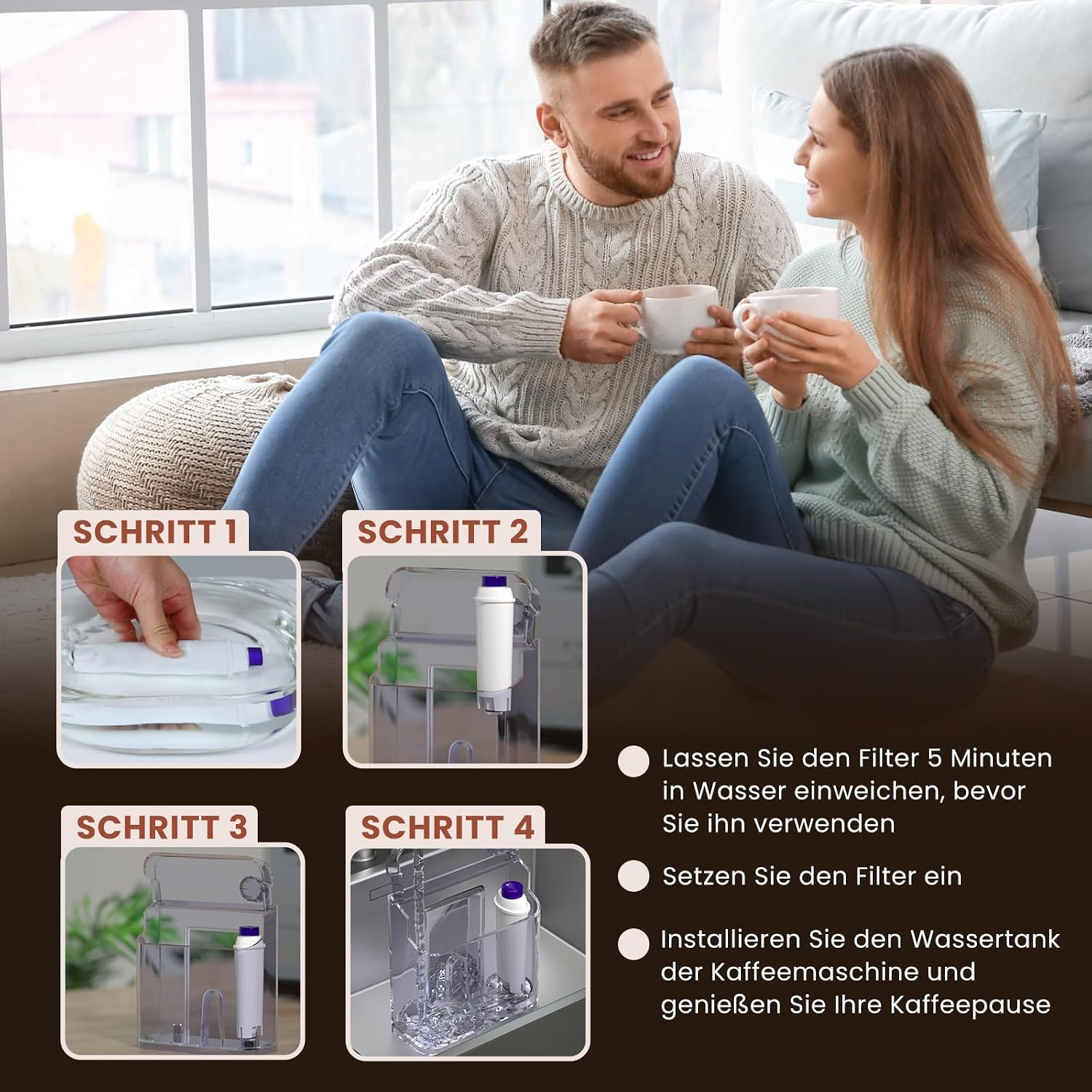 Detalle de Golden IcePure Wasserfilter für Kaffeevollautomaten – Kompatibel mit DeLonghi DLSC002, SER3017 u. a. (8 Stück)