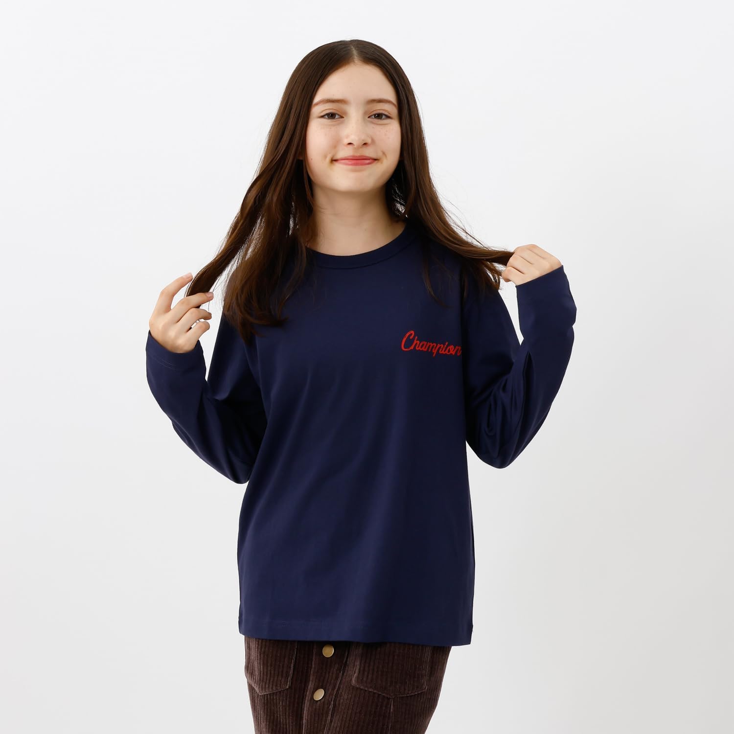 Thumbnail 2 de Champion CKSX407Z/CKSX407ZJ キッズ ロングスリーブTシャツ 綿100％・ロゴプリント・リラックスフィット