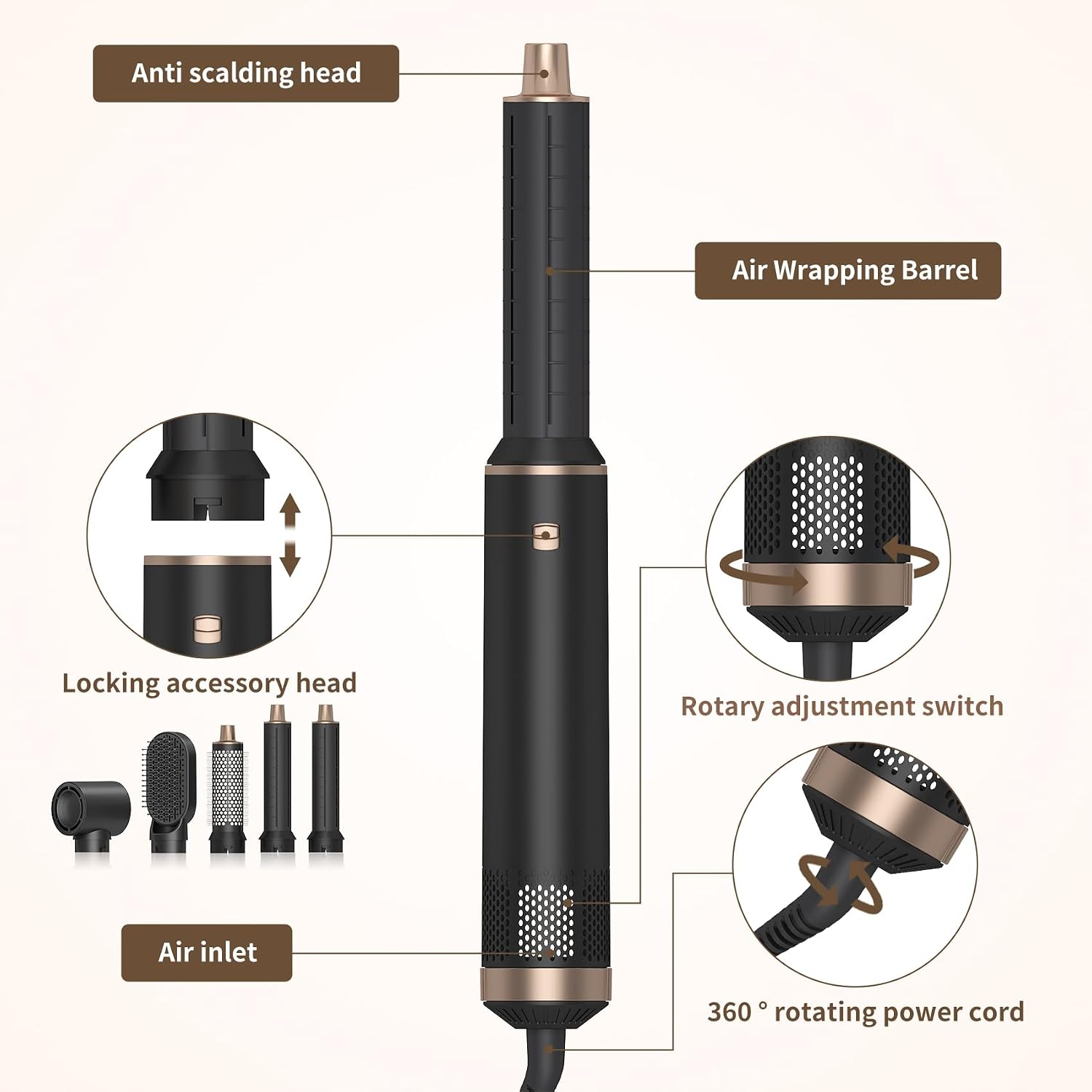 Thumbnail 3 de Dryhsip 5‑in‑1 Hot Air Brush 1,200W 🔌