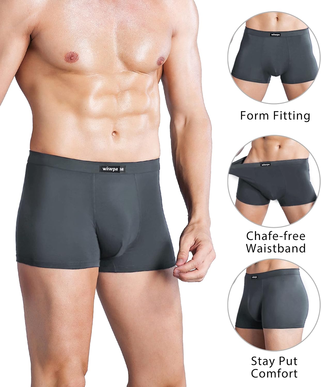 Detalle de Wirarpa MEN-BOXERS-01 Modal Viscose Boxer Briefs with Covered Waistband