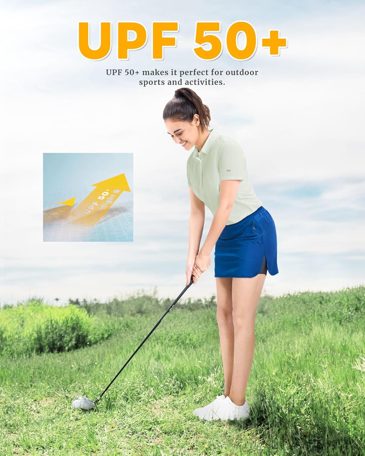 Thumbnail 2 de 33,000ft Damen Poloshirt Golf Shirt – UV-Schutz, Feuchtigkeitsmanagement und Schnelltrocknung