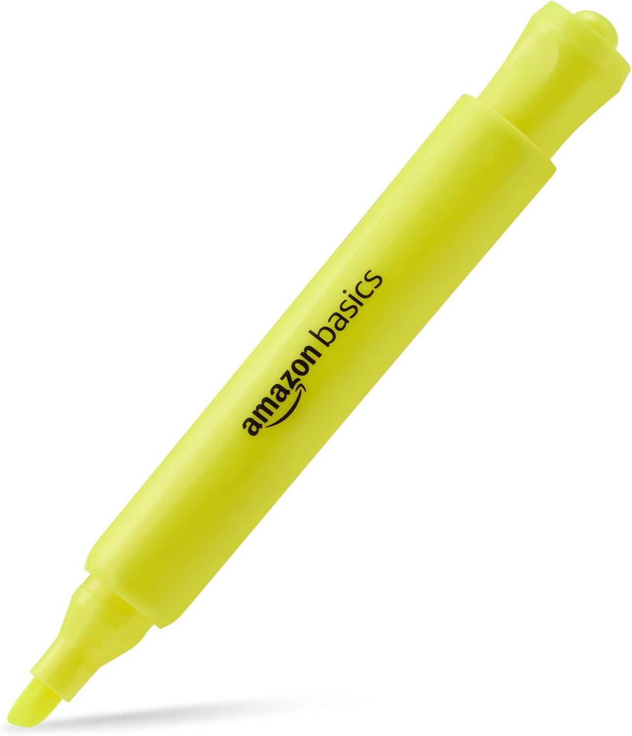Detalle 2 de Amazon Basics Textmarker mit Tank-Design, Flüssigtinte, abgeschrägte Spitze – Gelb (12er-Pack)