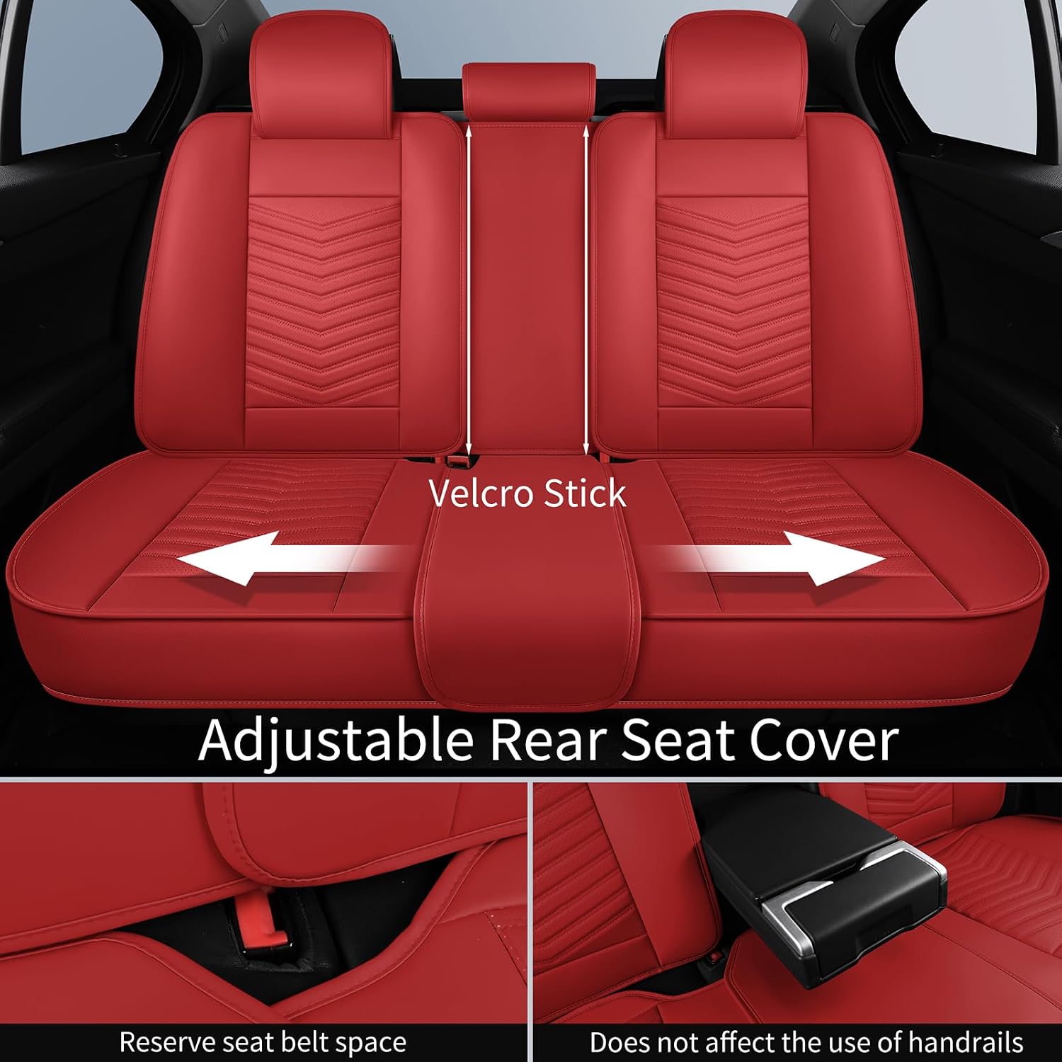 Detalle 1 de HChengkikz Nappa Leather Car Seat Covers Full Set (Red) for 5 Seats