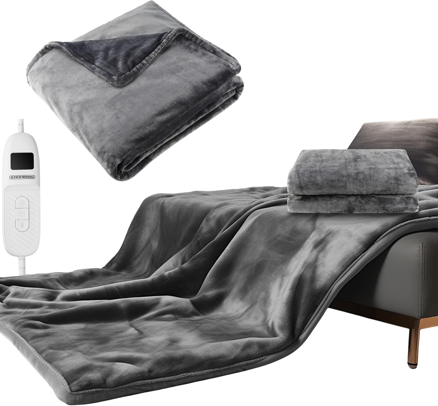 Detalle de Steinborg Heizdecke 180x130 cm mit Abschaltautomatik – Wärmedecke für Bett und Sofa