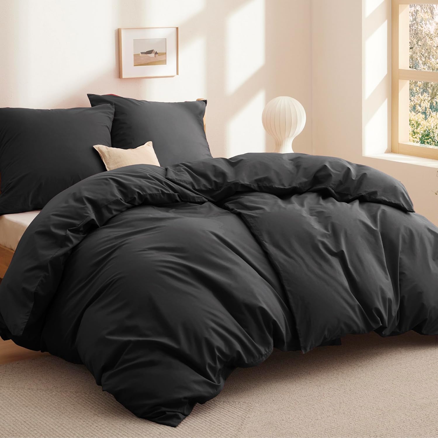 Thumbnail 5 de BEDSURE Bettwäsche 135x200 aus Baumwolle (4-teilig) – Schwarz, mit Reißverschluss