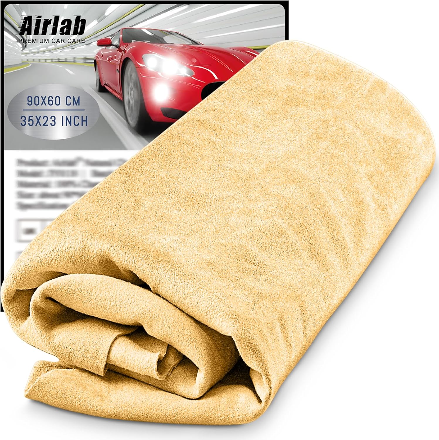 Detalle de Airlab Large Genuine Chamois Leather XXL (90x60 cm) – 100% Sheep Leather Drying Cloth