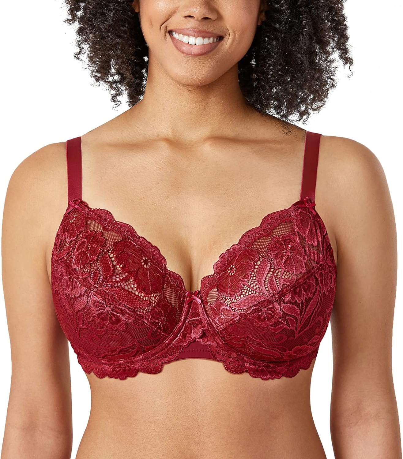 Detalle 2 de DELIMIRA Women's Full Coverage Lace Plus Size Bra with Underwire