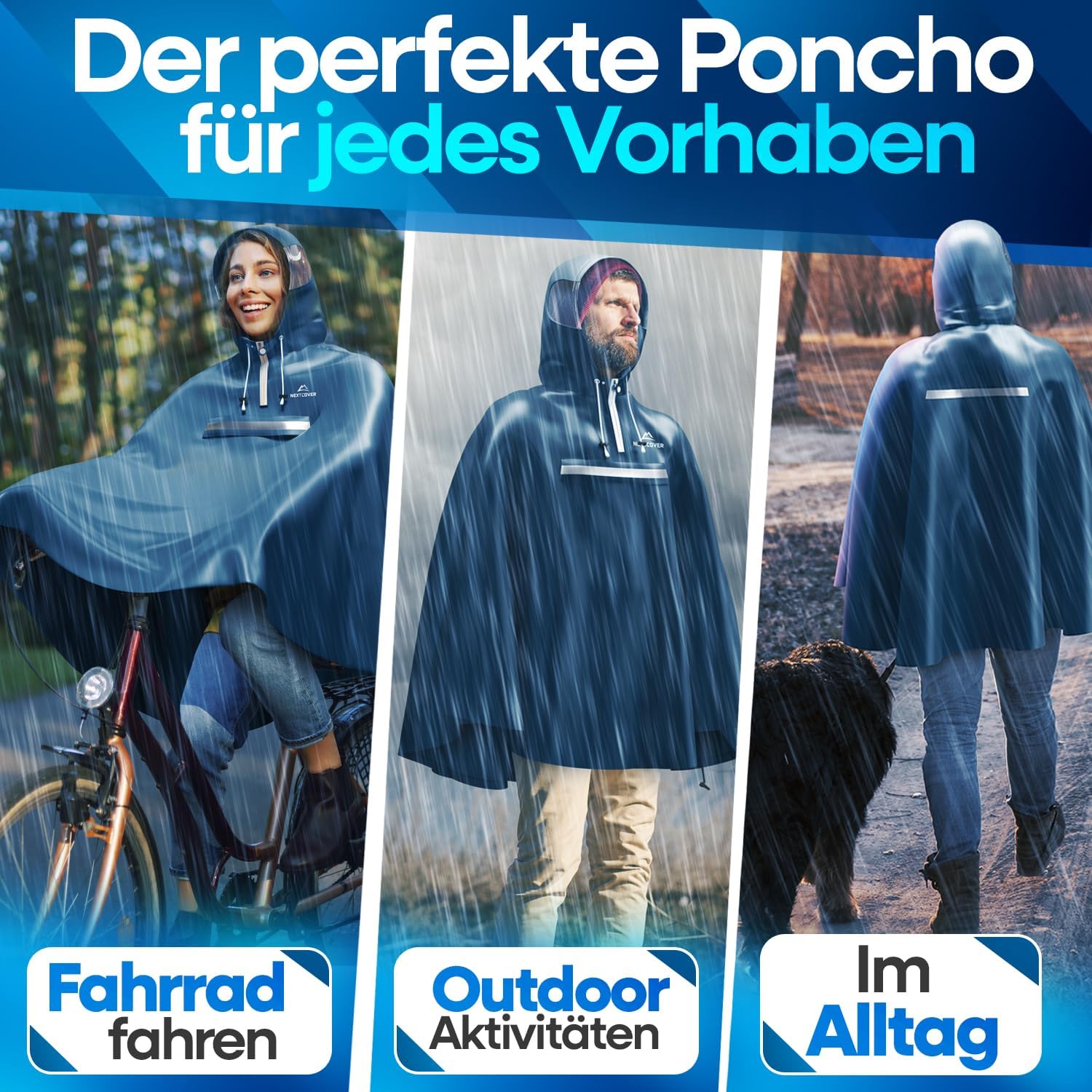 Thumbnail 2 de NEXTCOVER NEU Regenponcho Fahrrad Unisex – AquaShield 2.0, 3 Größen, wasserdicht und winddicht