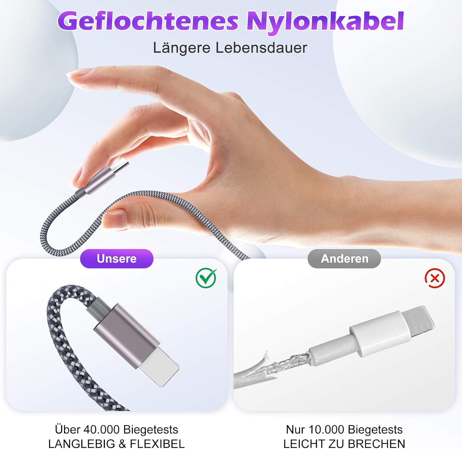 Thumbnail 6 de 3‑in‑1 Ladekabel 120 cm für iPhone und Apple Watch