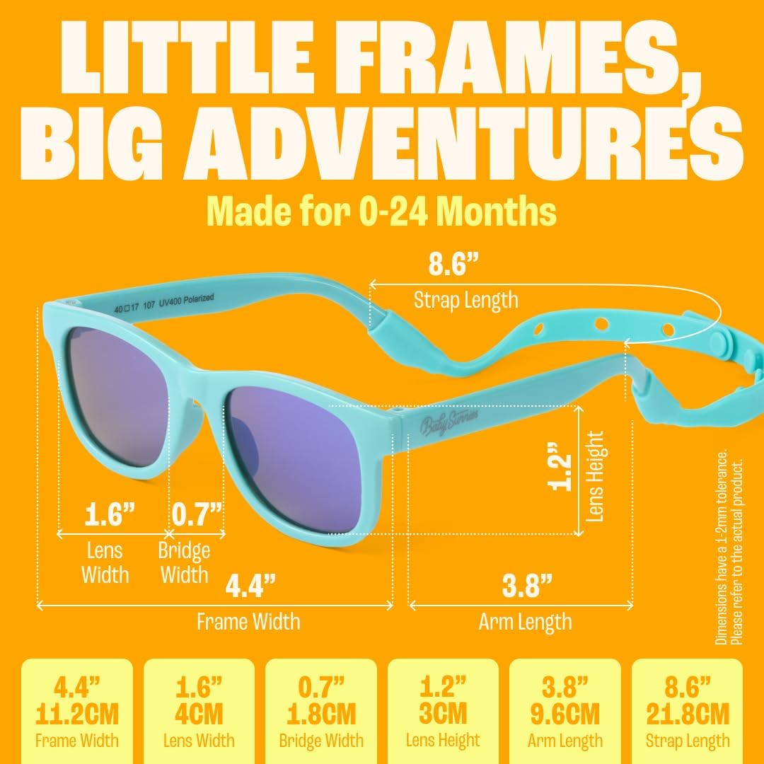 Detalle de Lunettes de soleil polarisées pour bébé Baby Sunnies avec sangle – Bleu ciel, de 0 à 24 mois