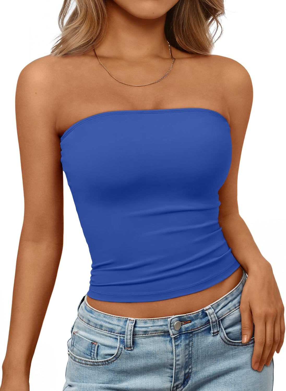 Thumbnail 6 de Trendy Queen Women’s Strapless Bandeau Crop Top (Y2K Seamless-Feel)