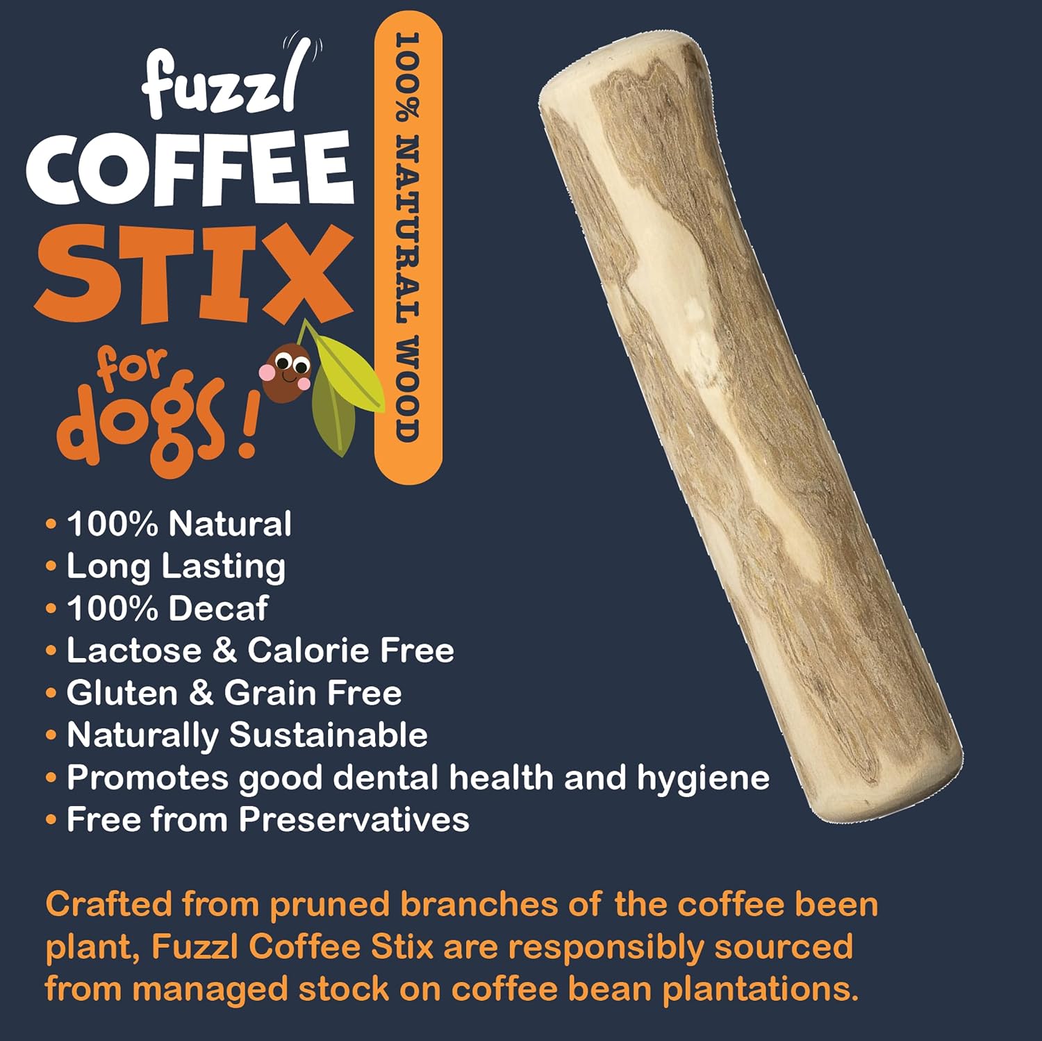Detalle 2 de Fuzzl Olive Stix Large dog chew toy