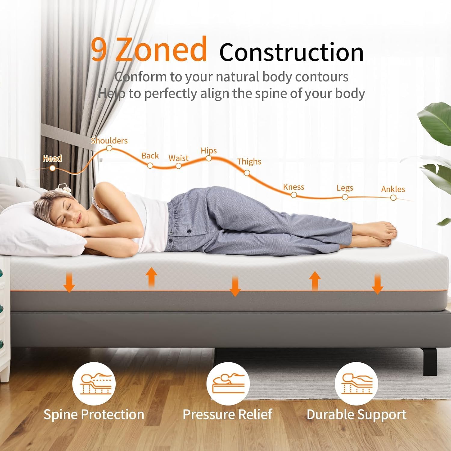 Thumbnail 4 de wowttrelax Memory Foam Mattress, 4FT6 Double (135x190x20cm), Medium Firm Gel Foam for Back Pain Support