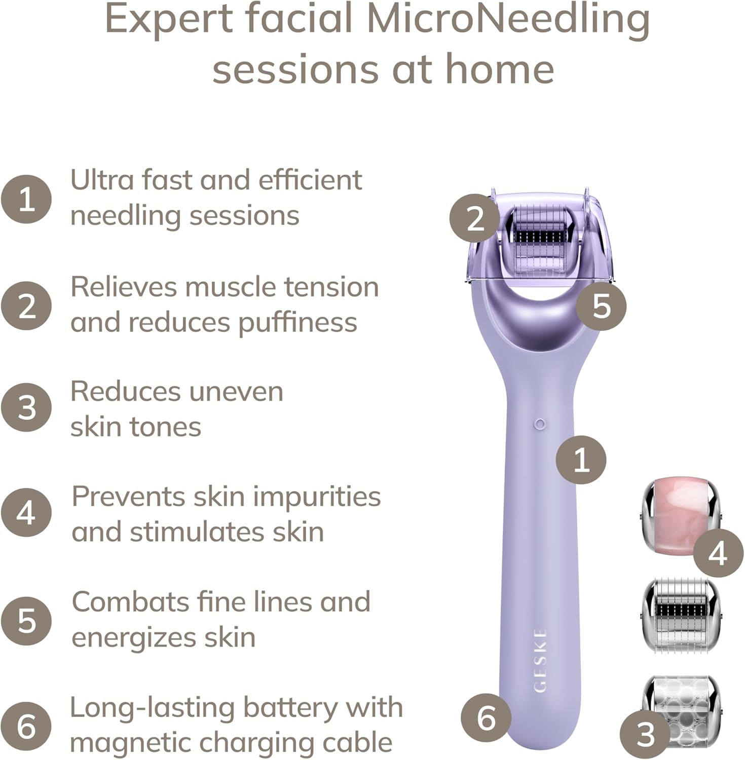 Thumbnail 1 de GESKE Roller viso microaghi SmartAppGuided™ 9 in 1 con quarzo rosa – microaghi professionale con app guida