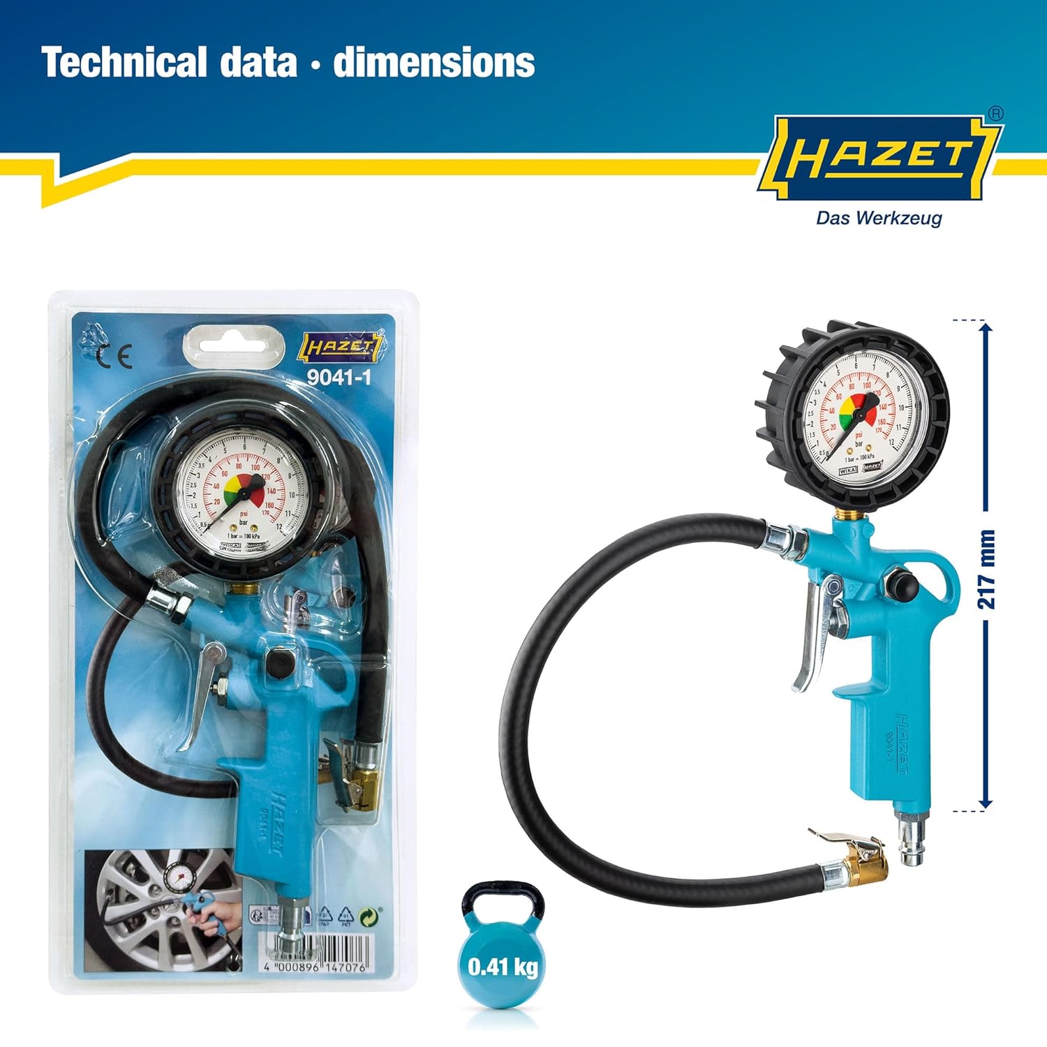 Thumbnail 6 de Hazet 9041-1 Strumento Per Controllo Pressione Pneumatici – Argento