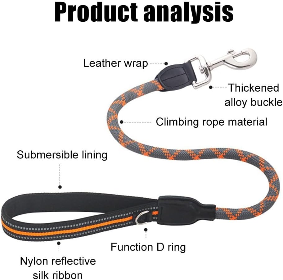 Thumbnail 3 de Short Dog Leash with Elastic Nylon Leads and Padded Handle