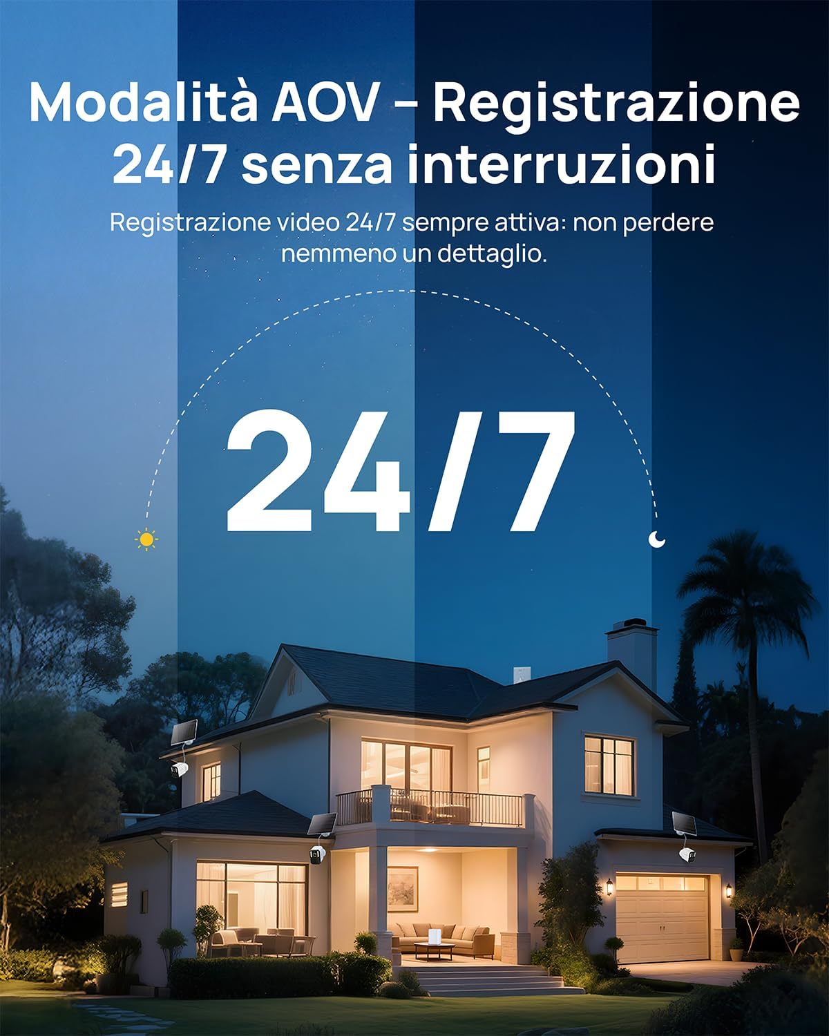 Detalle de Anona Aurora 4K Kit 2 Pezzi + SmartBase: telecamere solari Wi‑Fi 2.4 GHz per esterni con rilevamento IA e registrazione 24/7