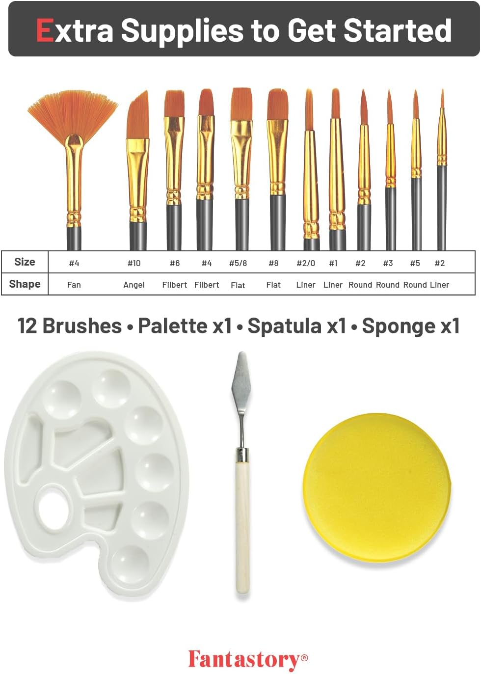 Detalle de Fantastory Acrylfarben Set – 50x60 ml, 15-teiliges Zubehör, hohe Deckkraft & wasserfest