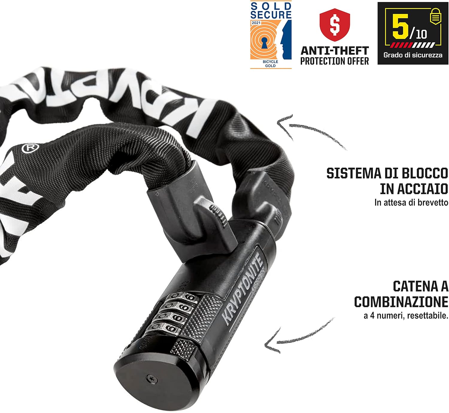 Thumbnail 1 de Kryptonite Keeper 790 catena antifurto per bici a combinazione, 90 cm (sicurezza 5/10)