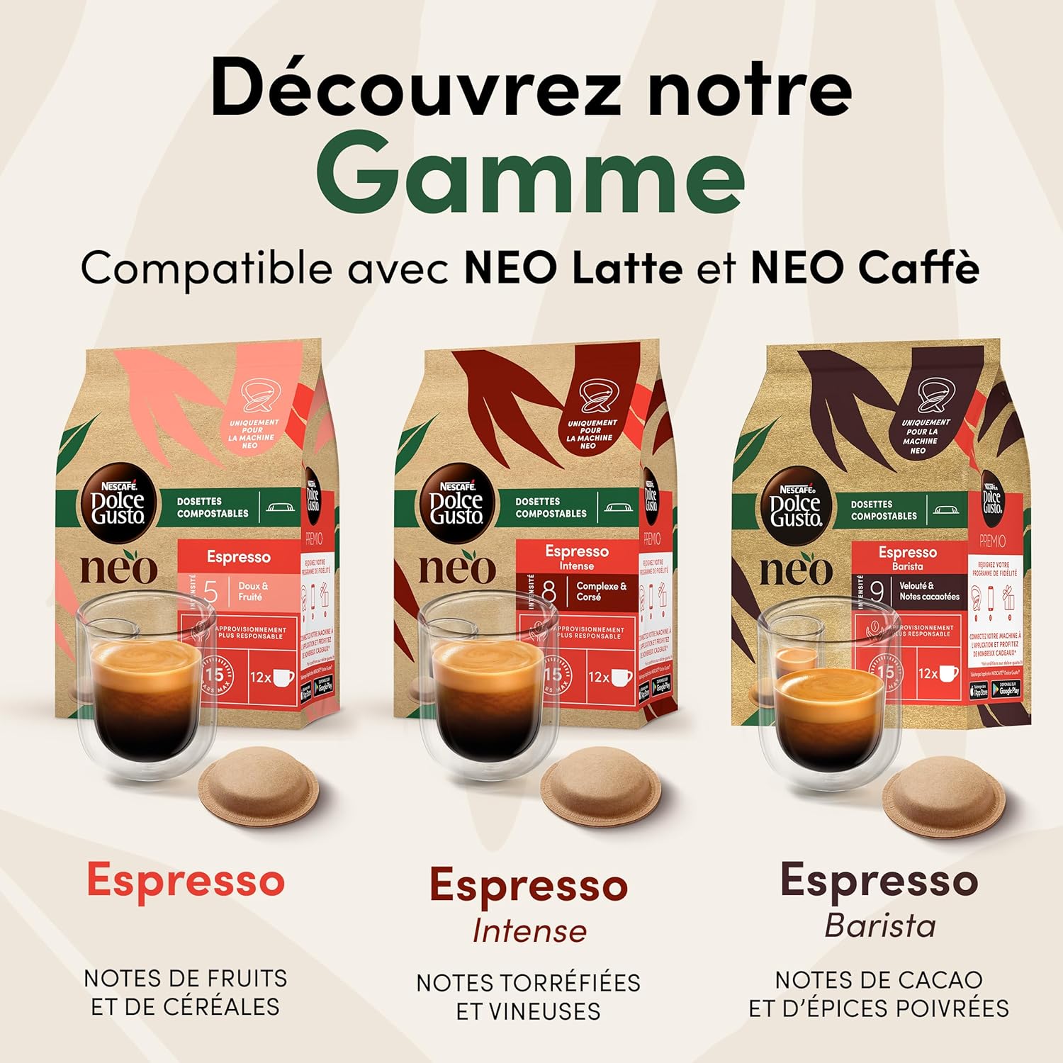Detalle 2 de Dolce Gusto NEO Espresso Barista — 72 dosettes compostables en papier (6 boîtes de 12)