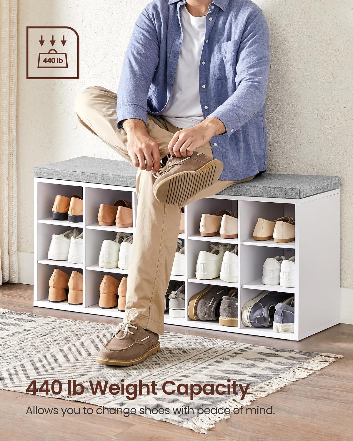 Thumbnail 4 de VASAGLE Shoe Bench, 15 Compartments
