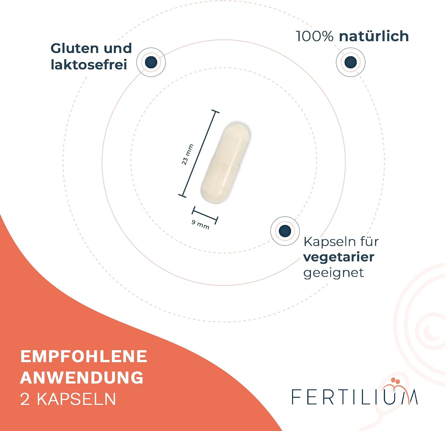 Detalle de Fertilium Kinderwunsch Folsäure + Inositol + Q10 – Prenatal Vitamine, 60 Kapseln