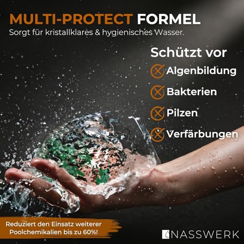 Detalle de NASSWERK Multitabs Pool 5 in 1 (1 kg) – 200 g Chlortabletten für Pool