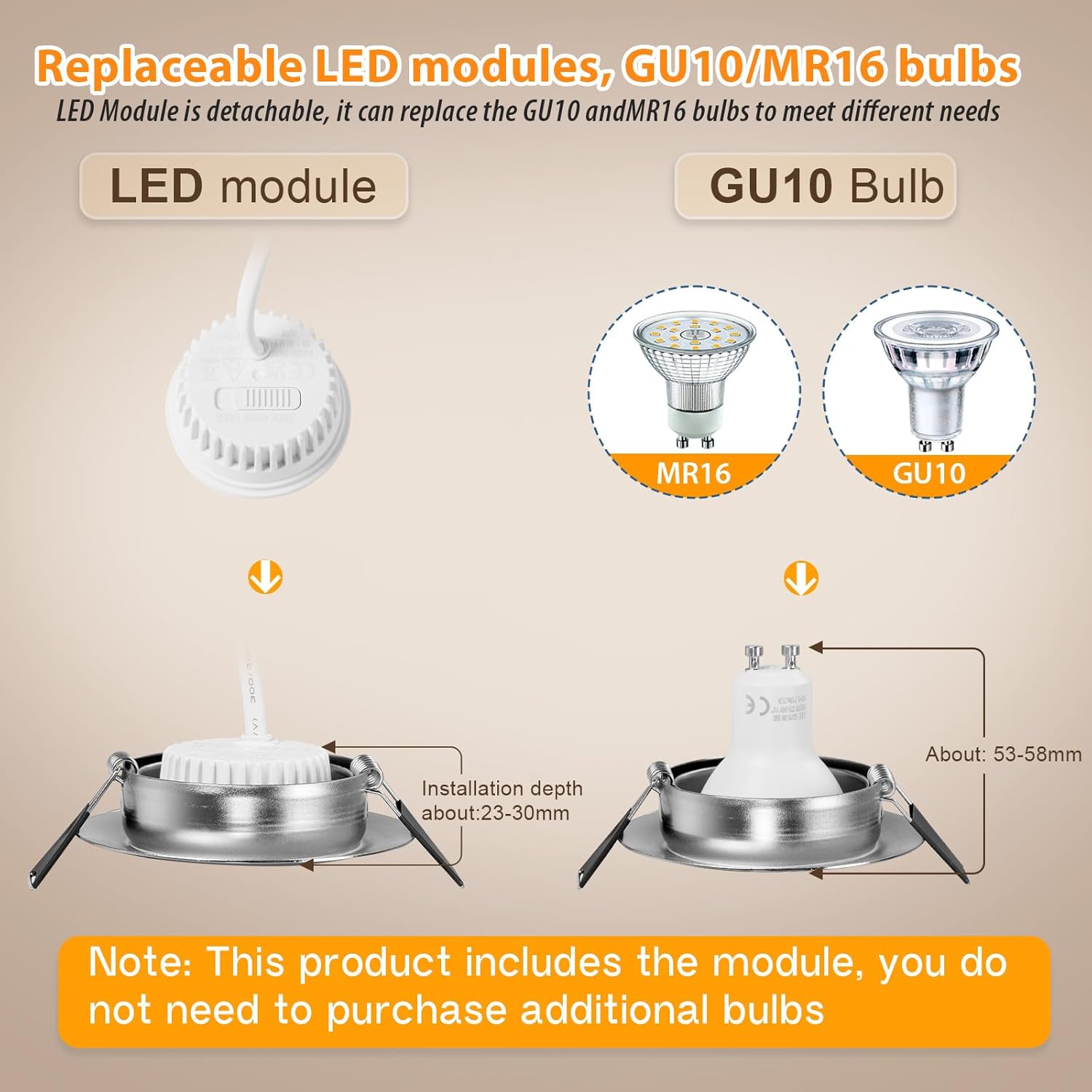 Thumbnail 5 de GeyouLux LED-Einbaustrahler 230V, 6 W, dimmbar, schwenkbar 45° (12er-Set) – IP44, 3000 K