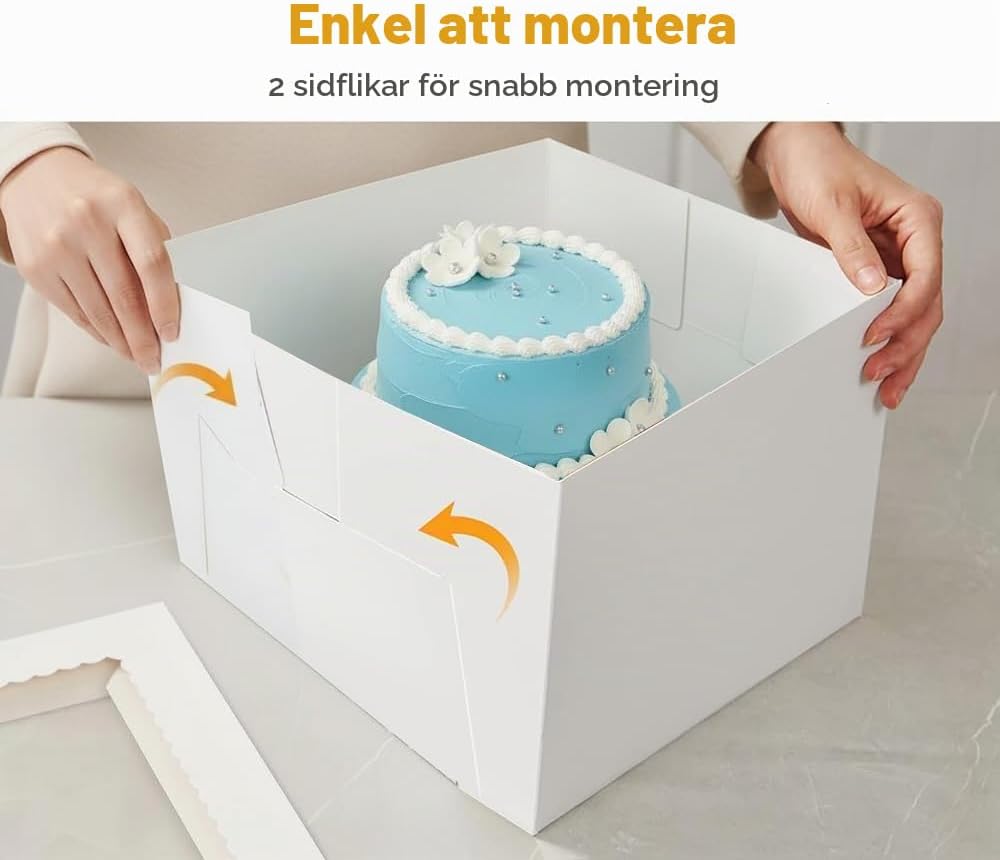 Detalle de KUOGAS tårtlådor med fönster, 25 × 25 × 20 cm, 10-pack med brickor