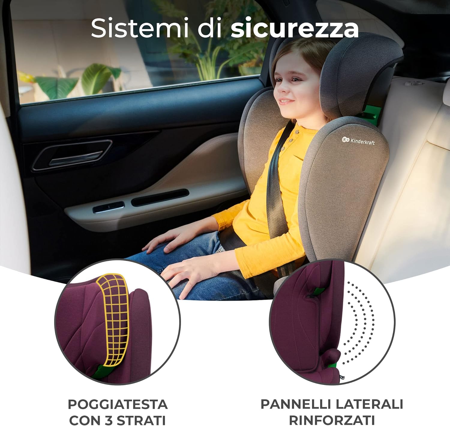 Thumbnail 3 de Kinderkraft JUNIOR FIX 2 I-SIZE Seggiolino auto 15-36 kg | ISOFIX, poggiatesta regolabile, Borgogna