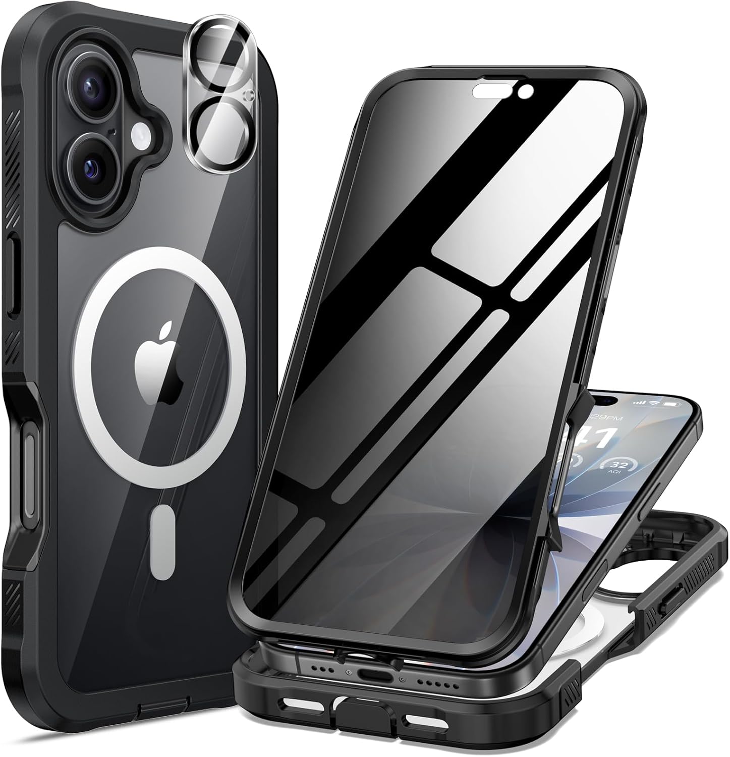 Detalle de seacosmo Coque Magnétique pour iPhone 17 6,3 pouces — Verre trempé anti-espion, MagSafe et protection caméra