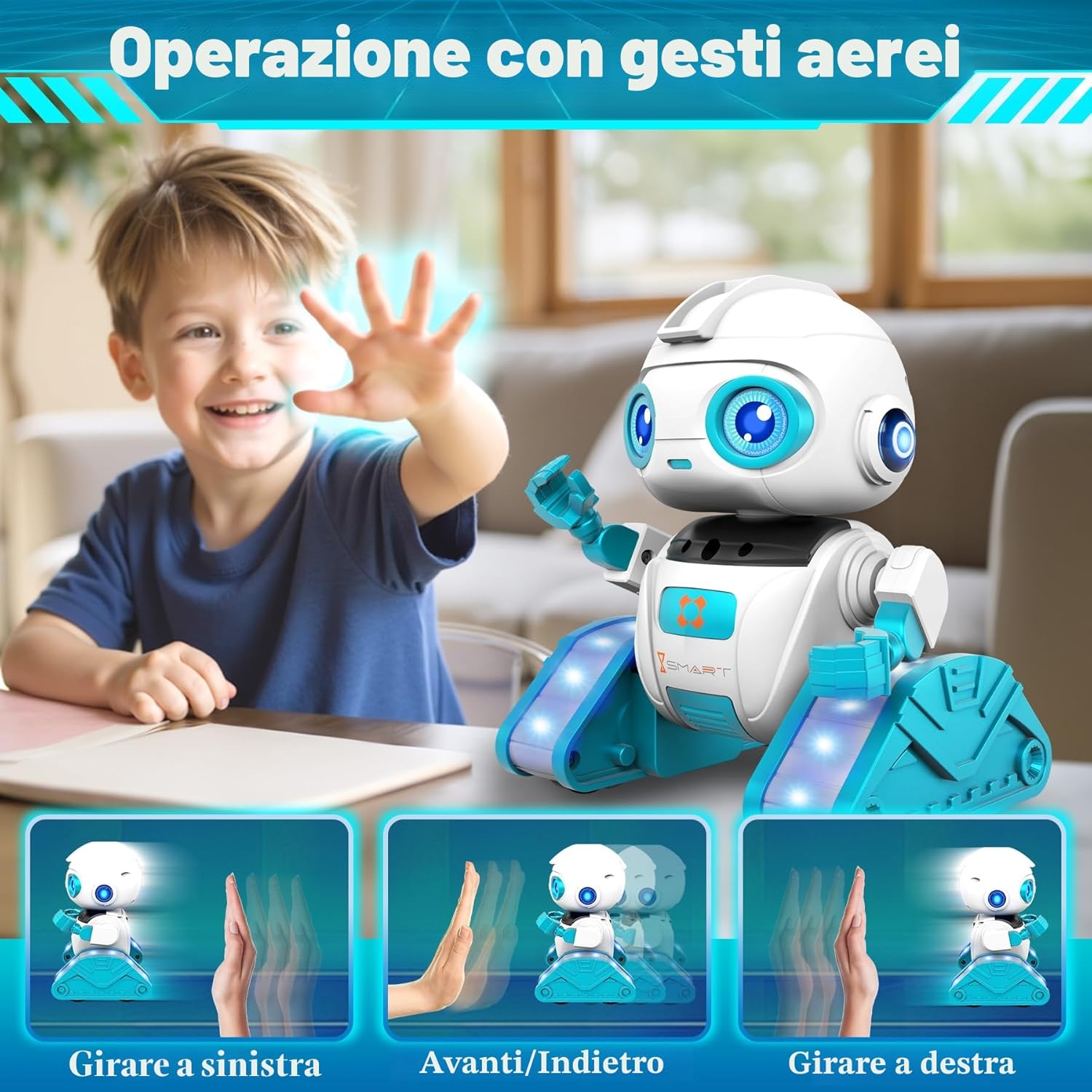 Detalle de Subtail Robot Bambini con proiezione stellata e controllo gestuale/telecomando