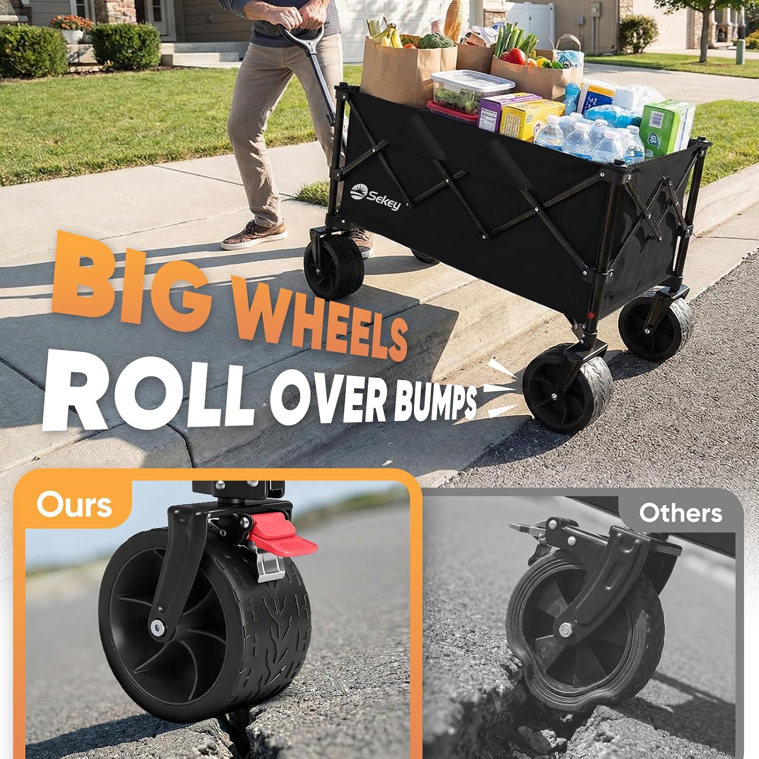 Detalle de Sekey 250L Beach Wagon, 400 lb Capacity, Foldable with All-Terrain Wheels