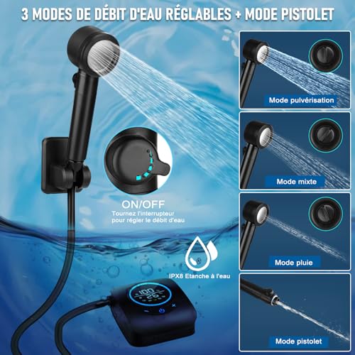 Thumbnail 3 de Spopal Douche Camping 8000 mAh – Douche portable avec affichage intelligent et 4 modes