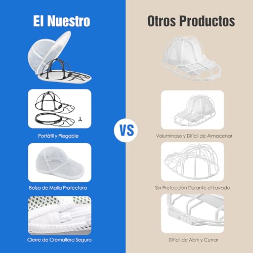 Thumbnail 3 de iyes.top Lavar Gorras: jaula plegable para lavado en lavadora y lavavajillas con bolsa y rack protector